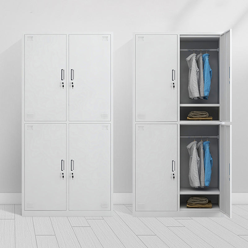 Modern Style Wardrobe White Metal Wardrobe Closet with Locks