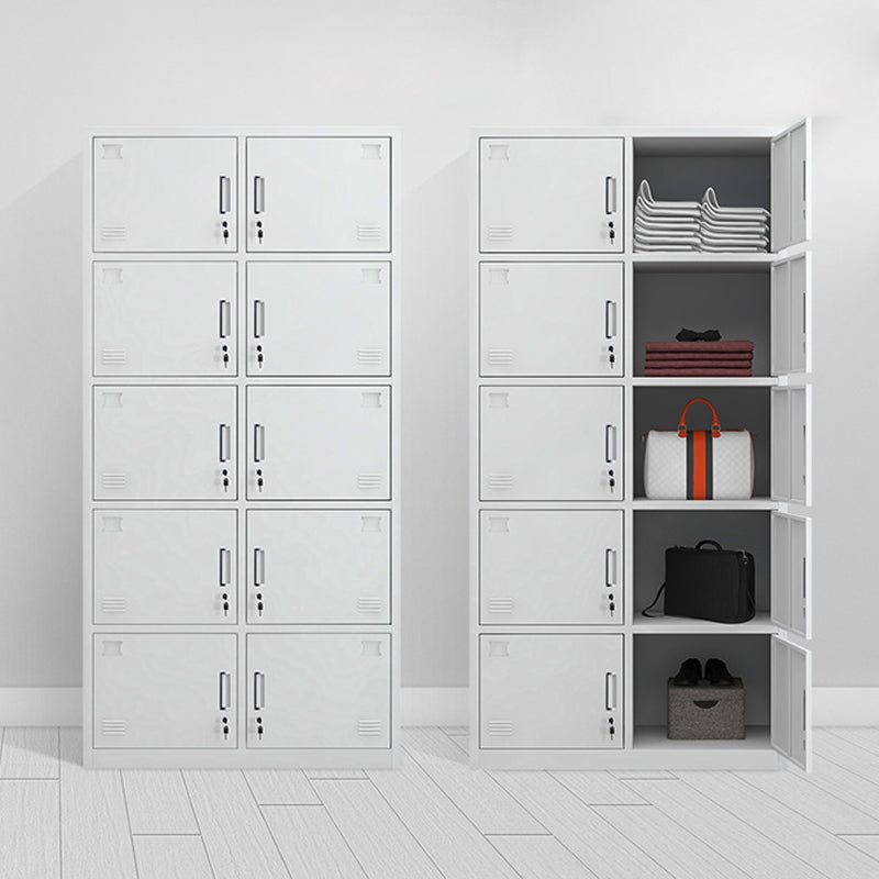 Modern Style Wardrobe White Metal Wardrobe Closet with Locks