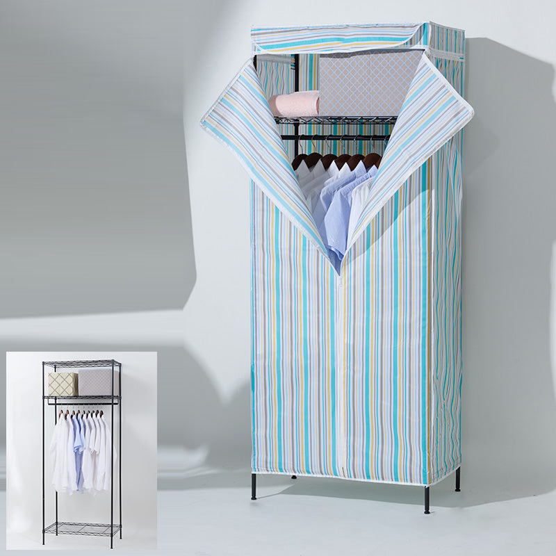 Modern Style Wardrobe Metal 2-Teir Adjustable Shelves Wardrobe Closet