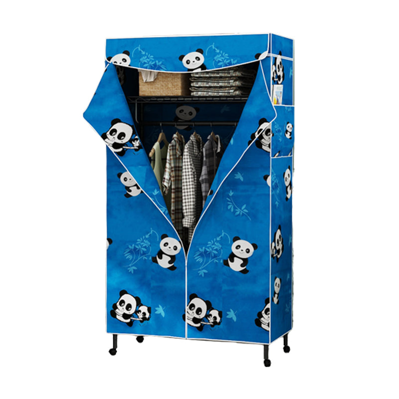 Modern Style Wardrobe Metal 2-Teir Adjustable Shelves Wardrobe Closet