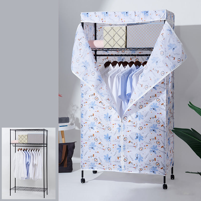 Modern Style Wardrobe Metal 2-Teir Adjustable Shelves Wardrobe Closet