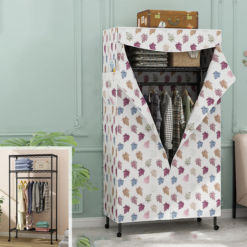 Modern Style Wardrobe Metal 2-Teir Adjustable Shelves Wardrobe Closet