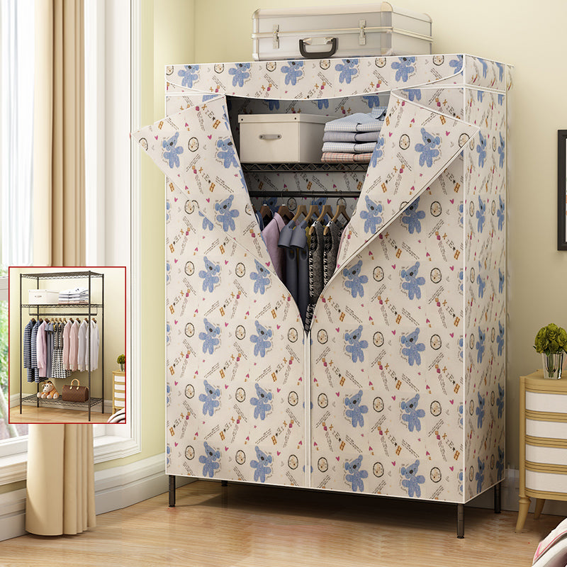 Modern Style Wardrobe Metal 2-Teir Adjustable Shelves Wardrobe Closet