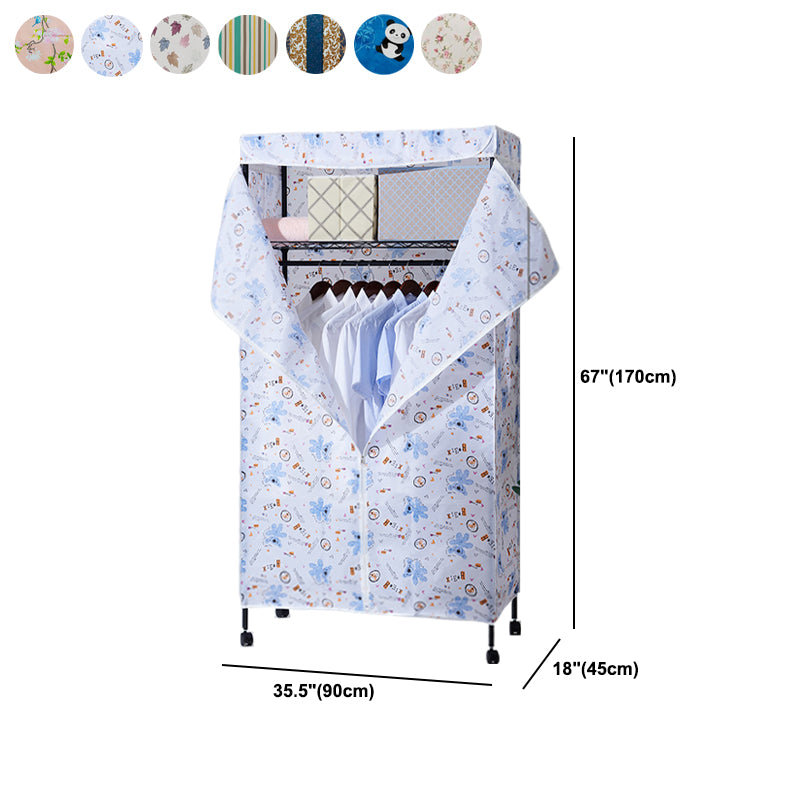 Modern Style Wardrobe Metal 2-Teir Adjustable Shelves Wardrobe Closet