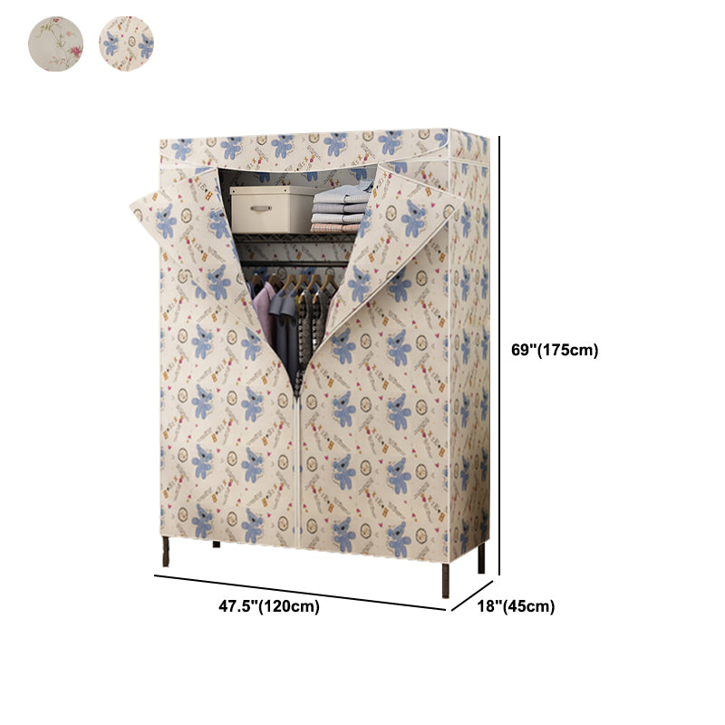 Modern Style Wardrobe Metal 2-Teir Adjustable Shelves Wardrobe Closet