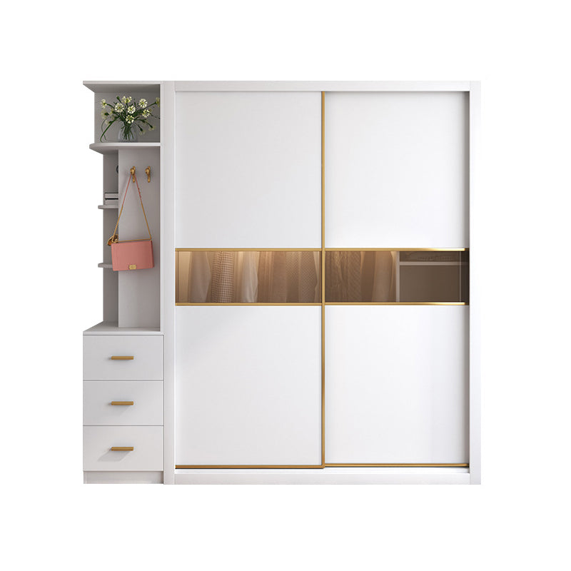 Contemporary Style Wooden Wardrobe Soft Close Door Wardrobe Closet with Drawer