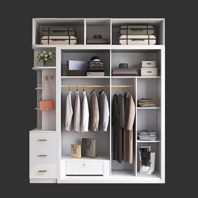 Contemporary Style Wooden Wardrobe Soft Close Door Wardrobe Closet with Drawer