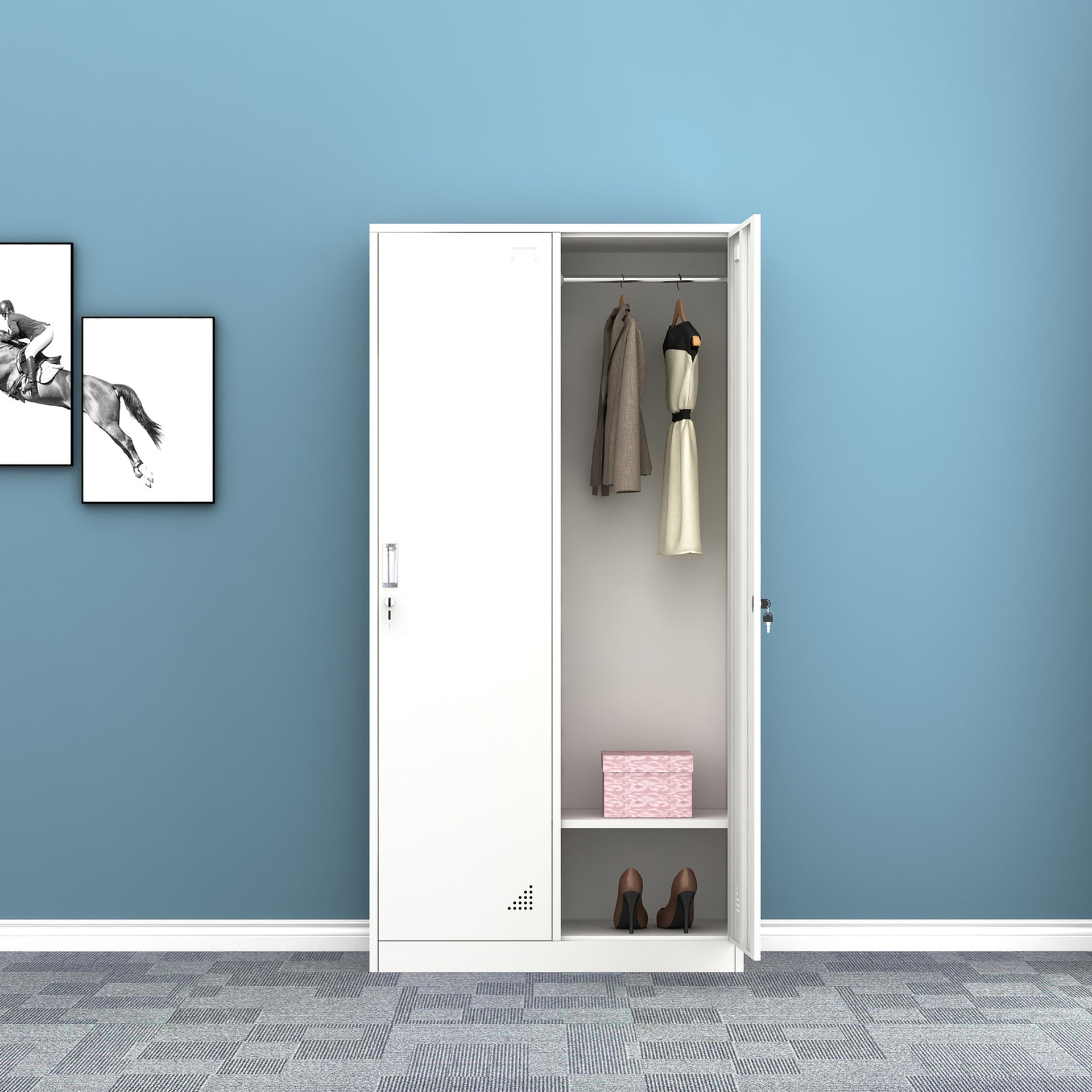Contemporary Style Wardrobe Metal Wardrobe Closet with Doors