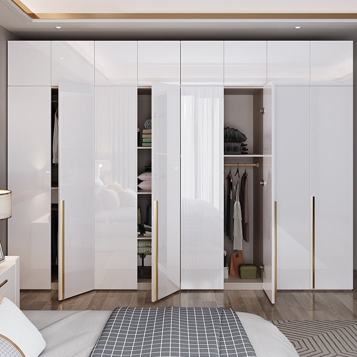 Contemporary Wooden Wardrobe White Colour Soft Close Door Wardrobe Closet