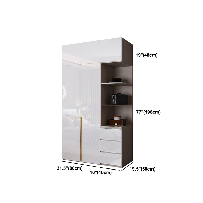 Contemporary Wooden Wardrobe White Colour Soft Close Door Wardrobe Closet