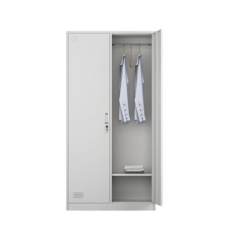 Grey Steel Wardrobe Armoire Contemporary Hinged Wardrobe Cabinet