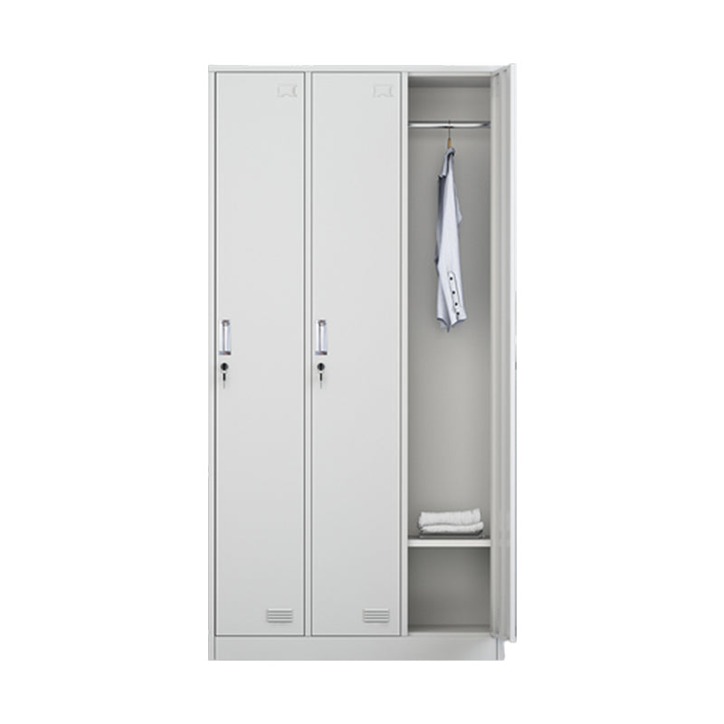 Grey Steel Wardrobe Armoire Contemporary Hinged Wardrobe Cabinet