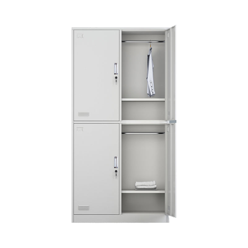Grey Steel Wardrobe Armoire Contemporary Hinged Wardrobe Cabinet