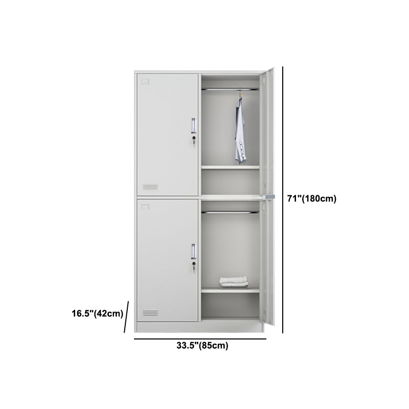 Grey Steel Wardrobe Armoire Contemporary Hinged Wardrobe Cabinet