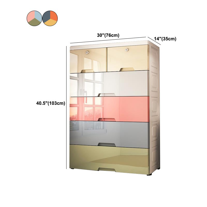 Contemporary 6-drawer Storage Cabinet Plastic Wardrobe Armoire