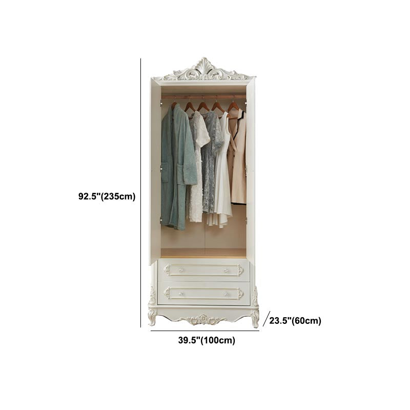 French Country Wardrobe White Colour Solid Wood Wardrobe Closet with Drawers