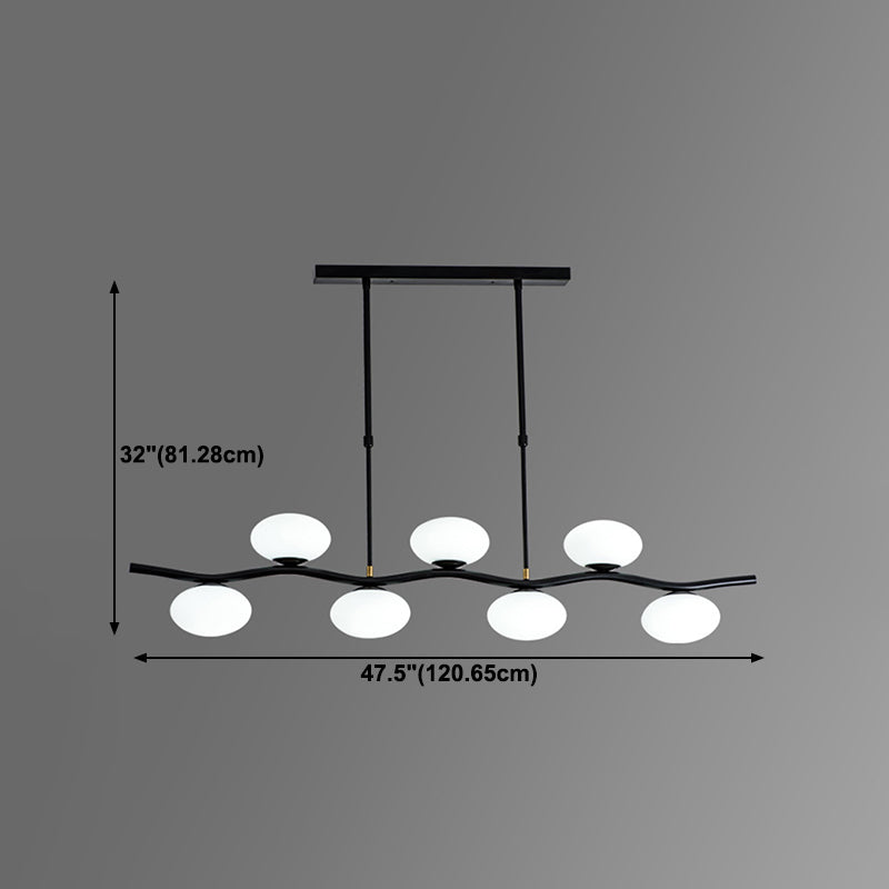 Oval Tea Room Pendant Light Cream Glass 7-Head Minimalist Island Lighting