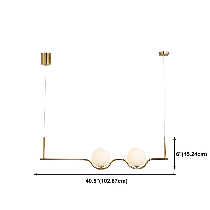 Cream Glass Globe Island Light Minimalist 2-Light Brass Finish Pendant