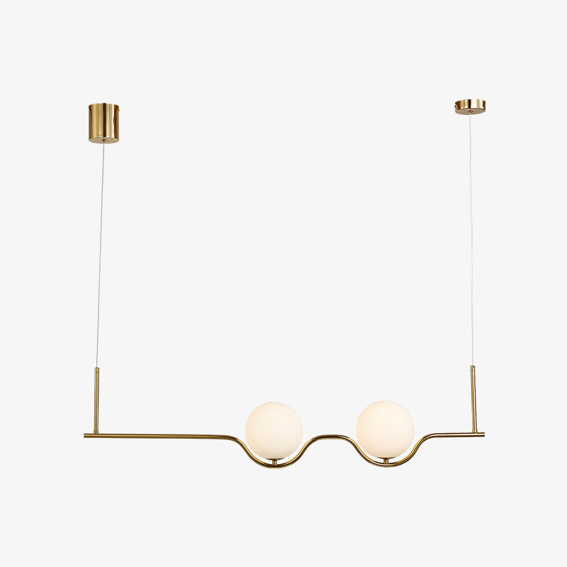 Cream Glass Globe Island Light Minimalist 2-Light Brass Finish Pendant