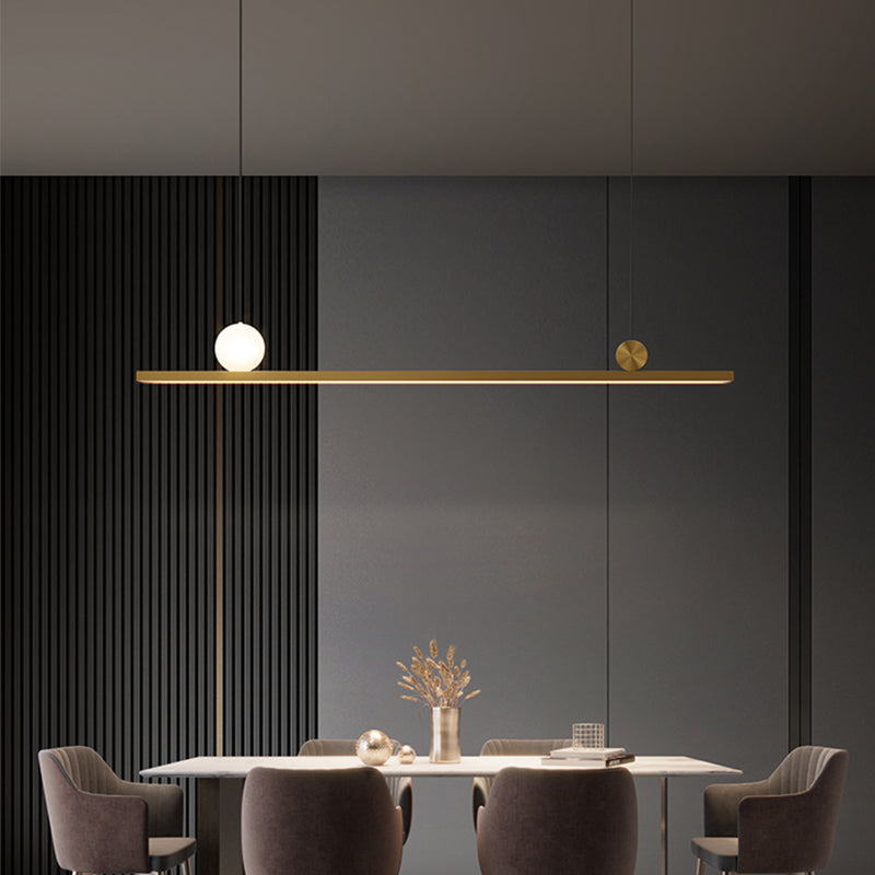 Modern 2-Light Kitchen Pendant Lights Linear Metal Island Light Fixtures