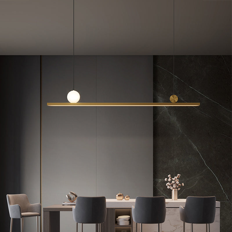 Modern 2-Light Kitchen Pendant Lights Linear Metal Island Light Fixtures