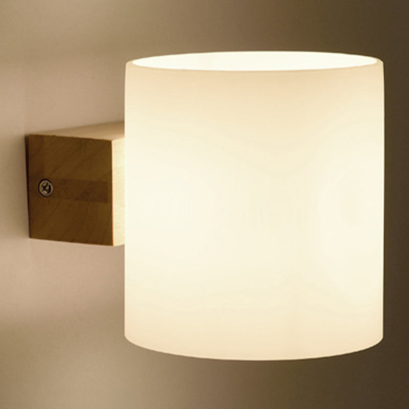1-Light Wall Sconce Modern Style Wood Wall Lighting for Bedroom