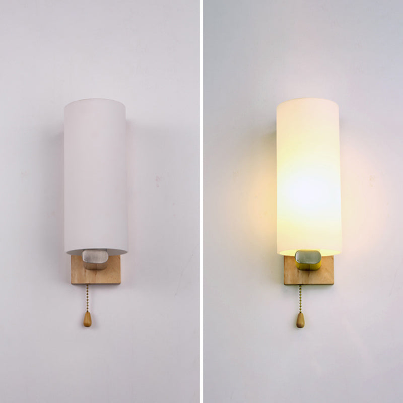 1-Light Wall Sconce Modern Style Wood Wall Lighting for Bedroom