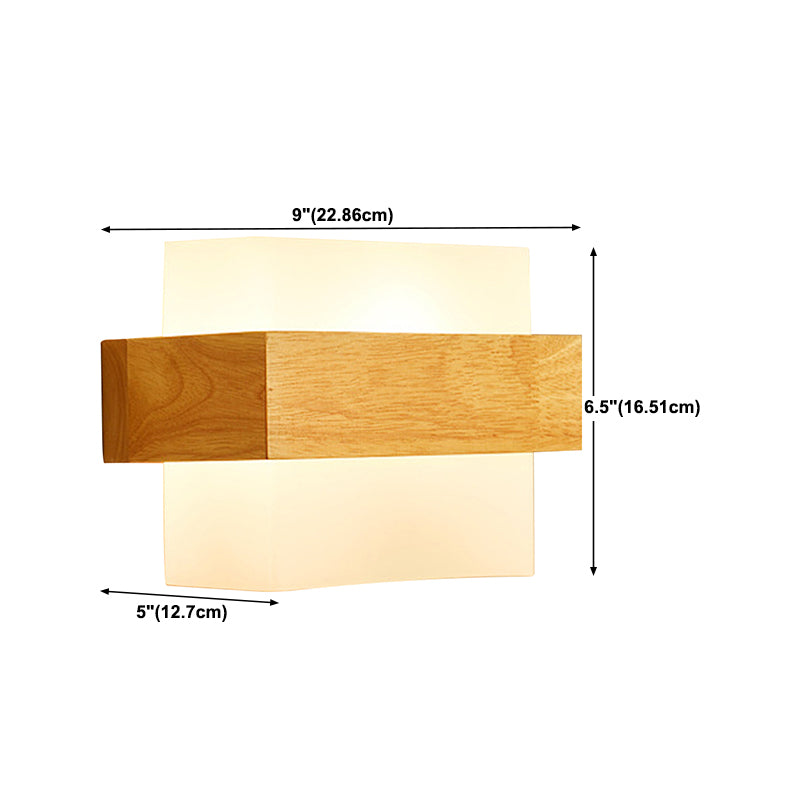 1-Light Wall Sconce Modern Style Wood Wall Lighting for Bedroom