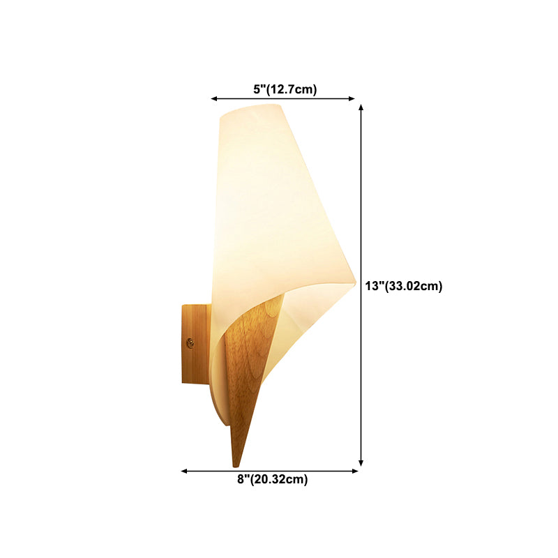 1-Light Wall Sconce Modern Style Wood Wall Lighting for Bedroom