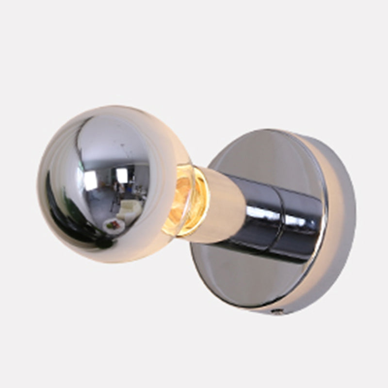Round Sconce Light Fixtures Modern Style Metal 1 Light Wall Mount Lamp in Silver