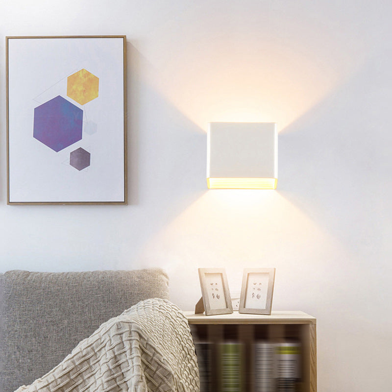 Square Shade 2 Lights Metal Wall Lighting Modern Style Wall Light Fixtures