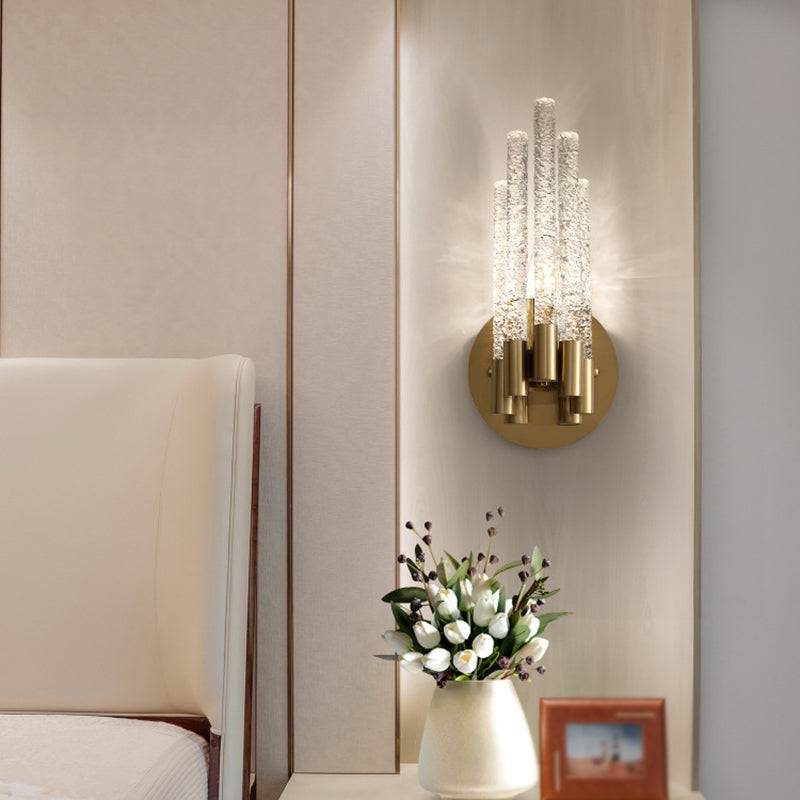 Unique Shade Multi Lights Wall Sconce Modern Style Crystal Wall Mount Light Fixture in Brass