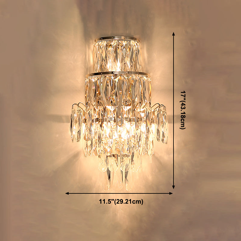 Unique Shade 3 Lights Wall Sconce Modern Style Crystal Wall Mount Light Fixture in Brass