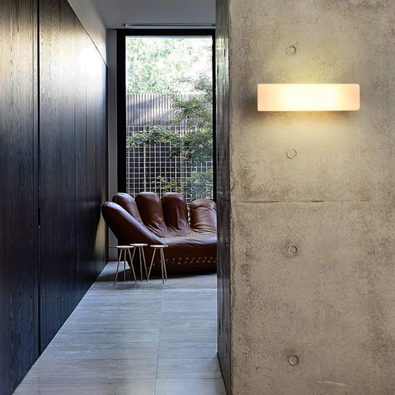 Glass Rectangular Wall Sconce Lights Modern Style 2 Lights Wall Mounted Lamps in White