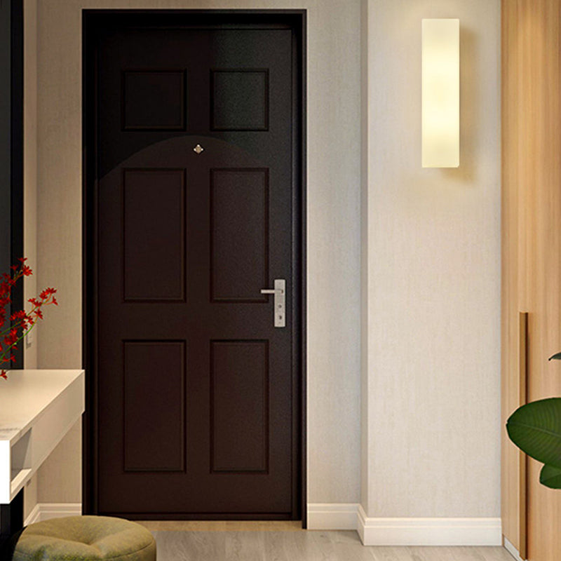 Glass Rectangular Wall Sconce Lights Modern Style 2 Lights Wall Mounted Lamps in White