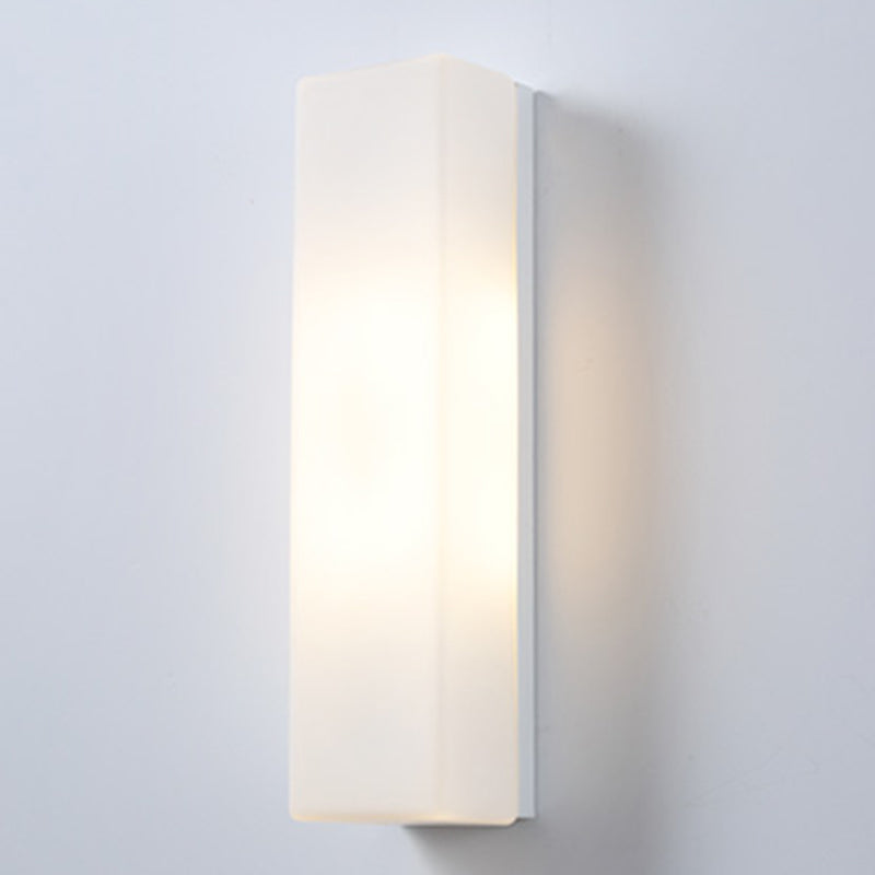 Glass Rectangular Wall Sconce Lights Modern Style 2 Lights Wall Mounted Lamps in White