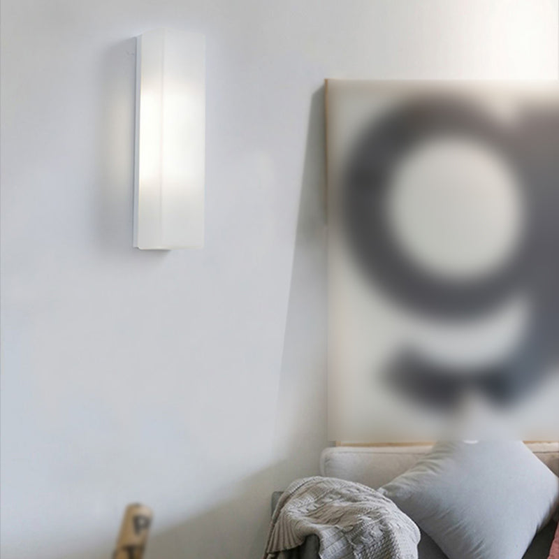 Glass Rectangular Wall Sconce Lights Modern Style 2 Lights Wall Mounted Lamps in White