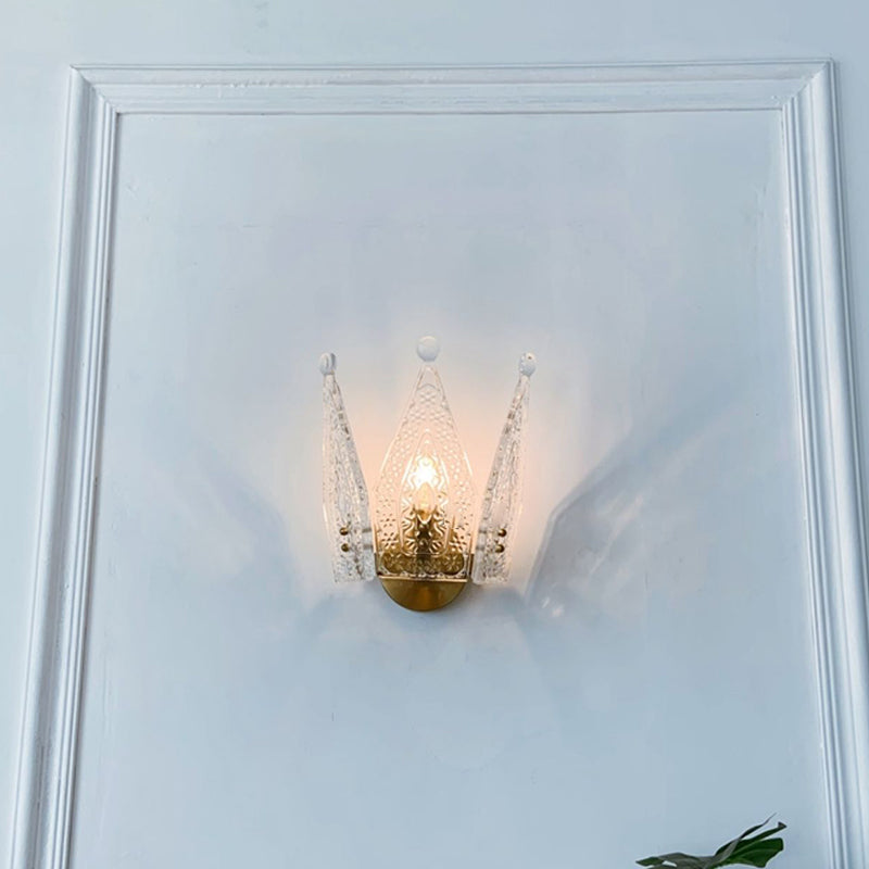 Glass Crown Shaped Wall Sconce Lights Modern Style 1 Light Wall Mounted Lamps