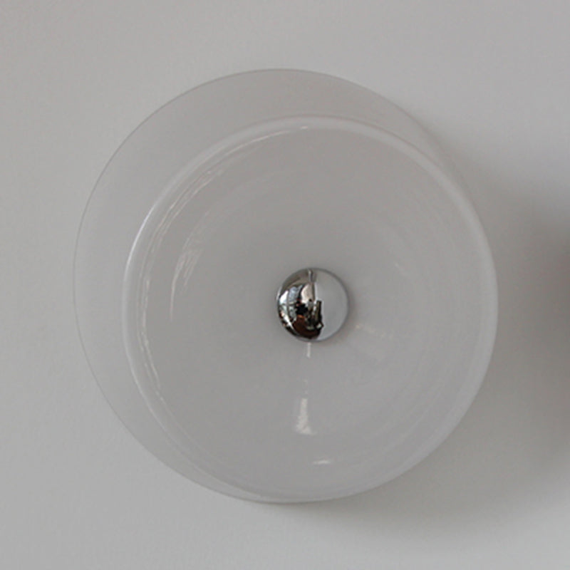 Glass Round Wall Sconce Lights Modern Style 1 Light Wall Mounted Lamps in White