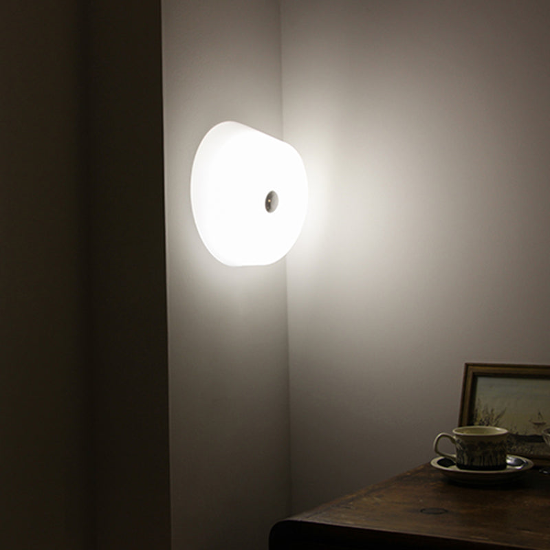 Glass Round Wall Sconce Lights Modern Style 1 Light Wall Mounted Lamps in White