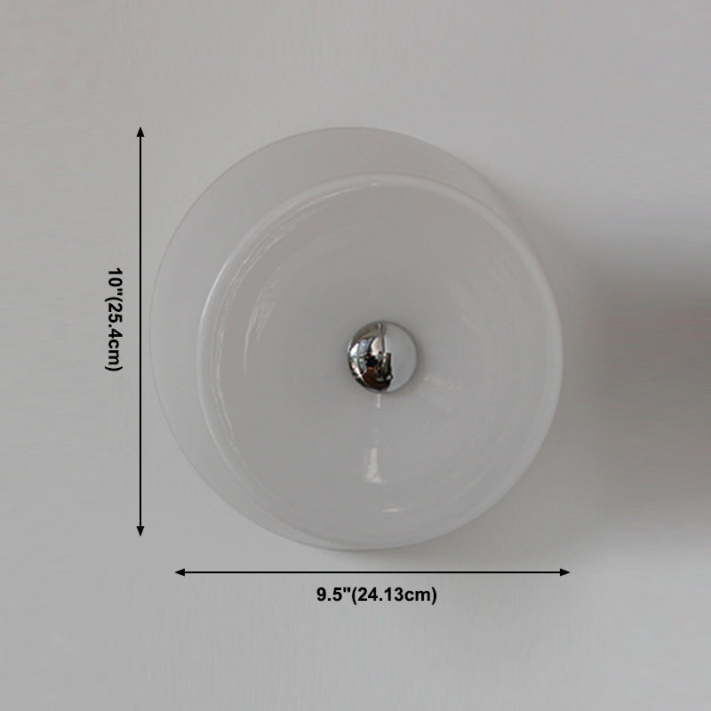 Glass Round Wall Sconce Lights Modern Style 1 Light Wall Mounted Lamps in White