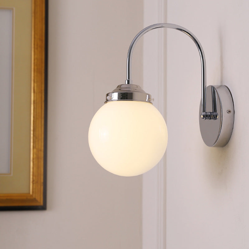Nordic Wall Mount Light Modern Simple Round Glass Shade Wall Sconce Light Fixture for Living Room
