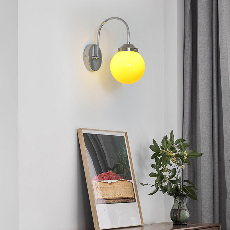 Nordic Wall Mount Light Modern Simple Round Glass Shade Wall Sconce Light Fixture for Living Room
