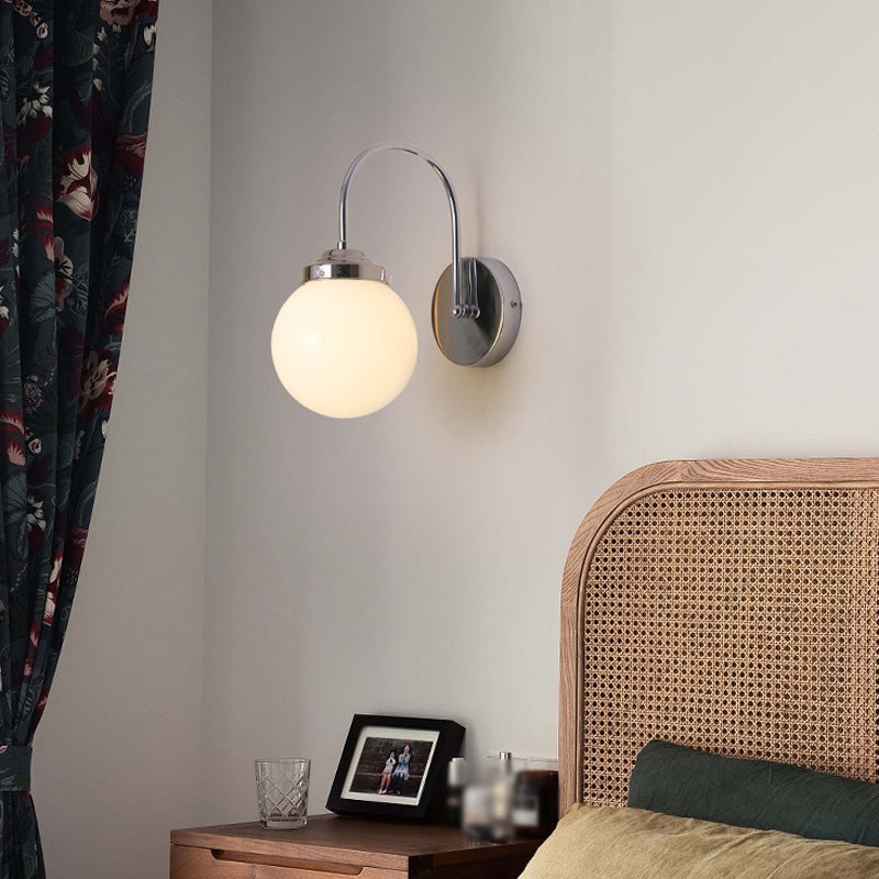 Nordic Wall Mount Light Modern Simple Round Glass Shade Wall Sconce Light Fixture for Living Room