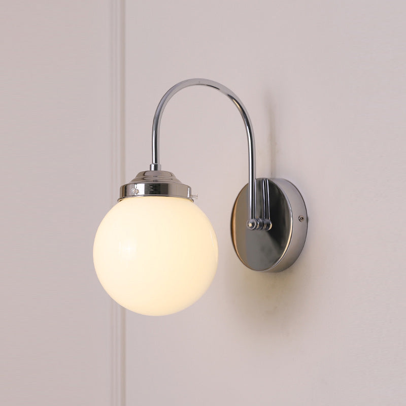 Nordic Wall Mount Light Modern Simple Round Glass Shade Wall Sconce Light Fixture for Living Room