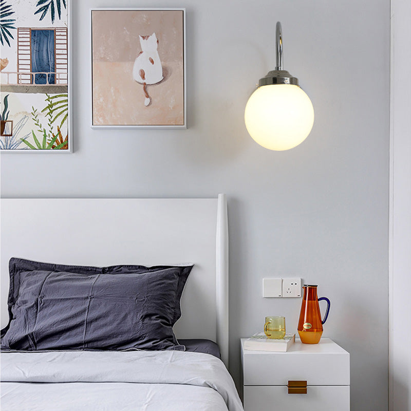 Nordic Wall Mount Light Modern Simple Round Glass Shade Wall Sconce Light Fixture for Living Room