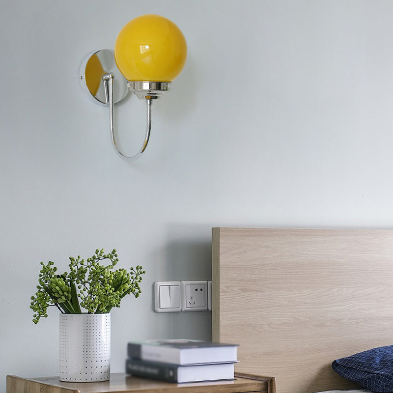 Nordic Wall Mount Light Modern Simple Round Glass Shade Wall Sconce Light Fixture for Living Room