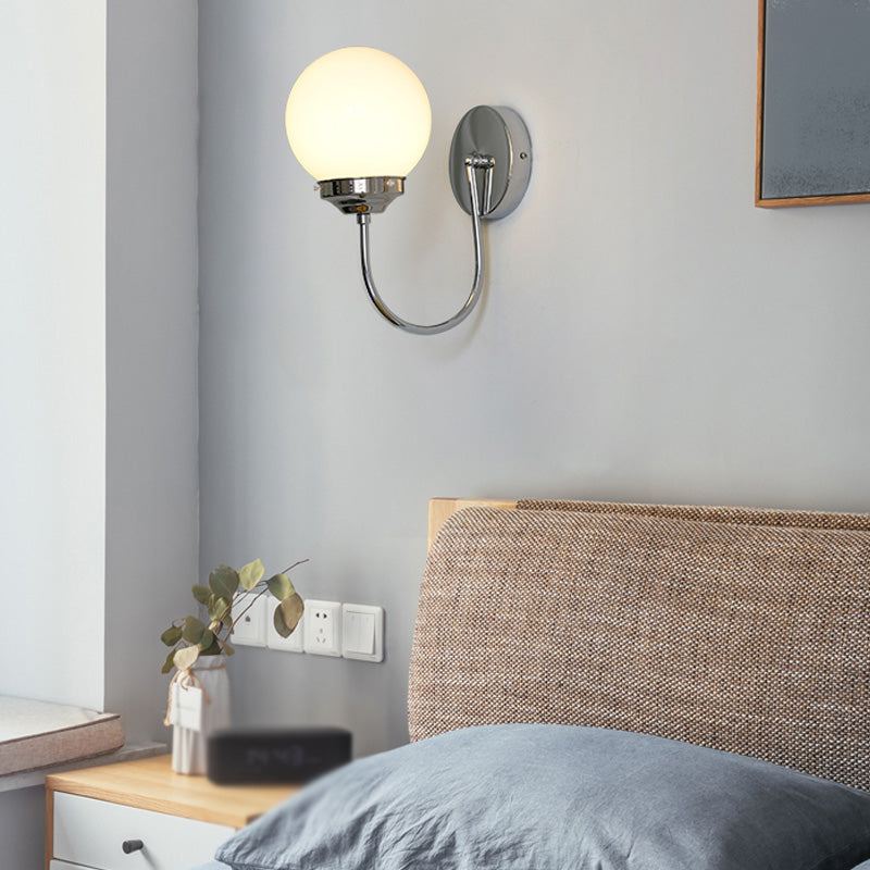 Nordic Wall Mount Light Modern Simple Round Glass Shade Wall Sconce Light Fixture for Living Room