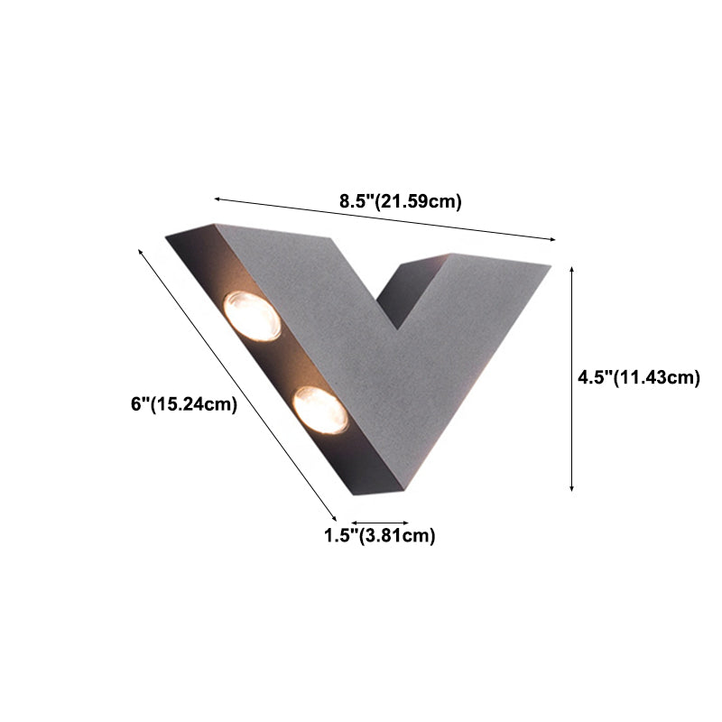 V-Shaped Metal Wall Lighting Modern Style 6 Lights  Wall Mounted Lighting in Black
