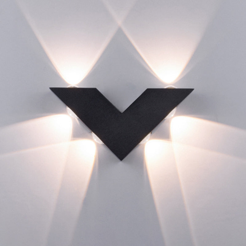 V-Shaped Metal Wall Lighting Modern Style 6 Lights  Wall Mounted Lighting in Black